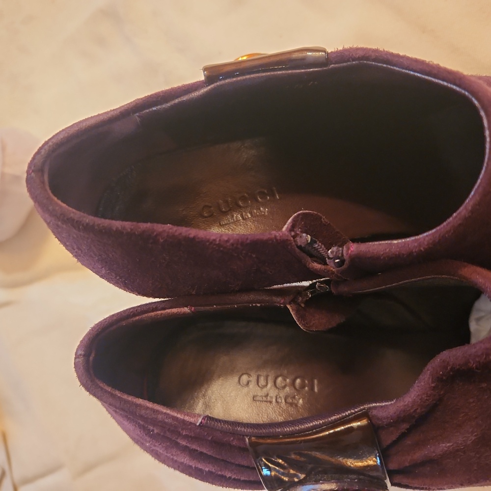Gucci/Elegant Women's Suede Ankle Boots in Rich Brown - Picture 6 of 13